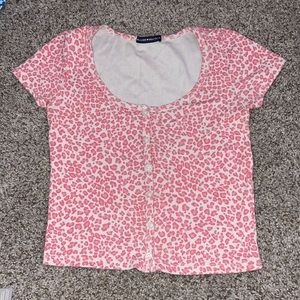 pink cheetah brandy button up top